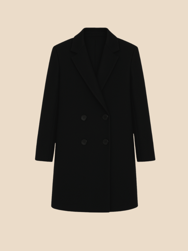 Women’s Double-Breasted Wool Blend Blazer Coat – Classic Longline Jacket