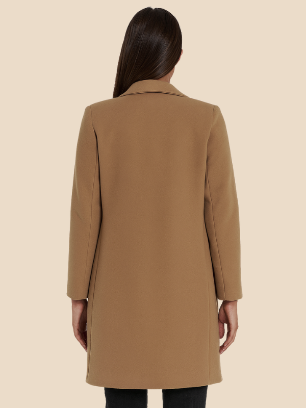 Women’s Double-Breasted Wool Blend Blazer Coat – Classic Longline Jacket