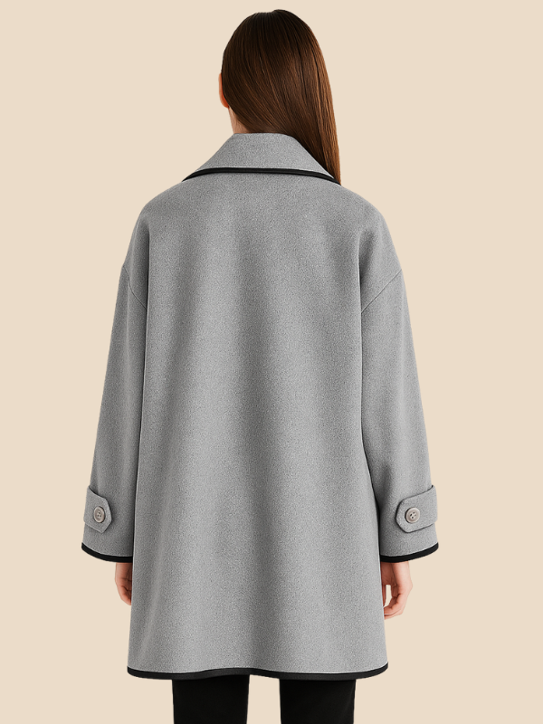Women’s Hooded Wool Blend Cape Coat – Elegant Button Poncho Jacket