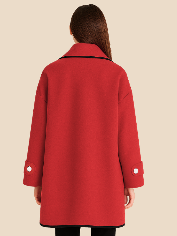 Women’s Hooded Wool Blend Cape Coat – Elegant Button Poncho Jacket