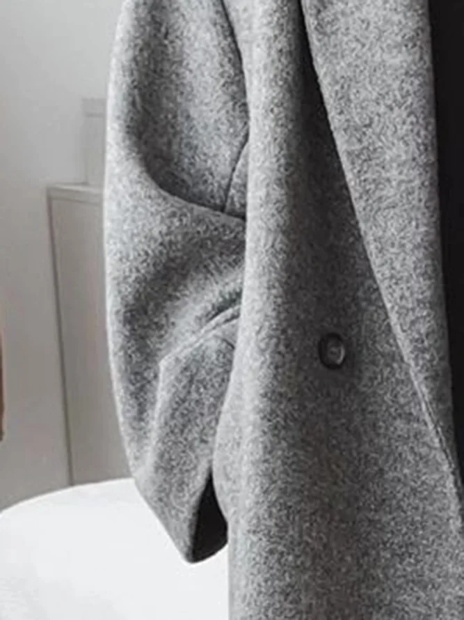 Oversized Drop Shoulder Wool Coat for Women