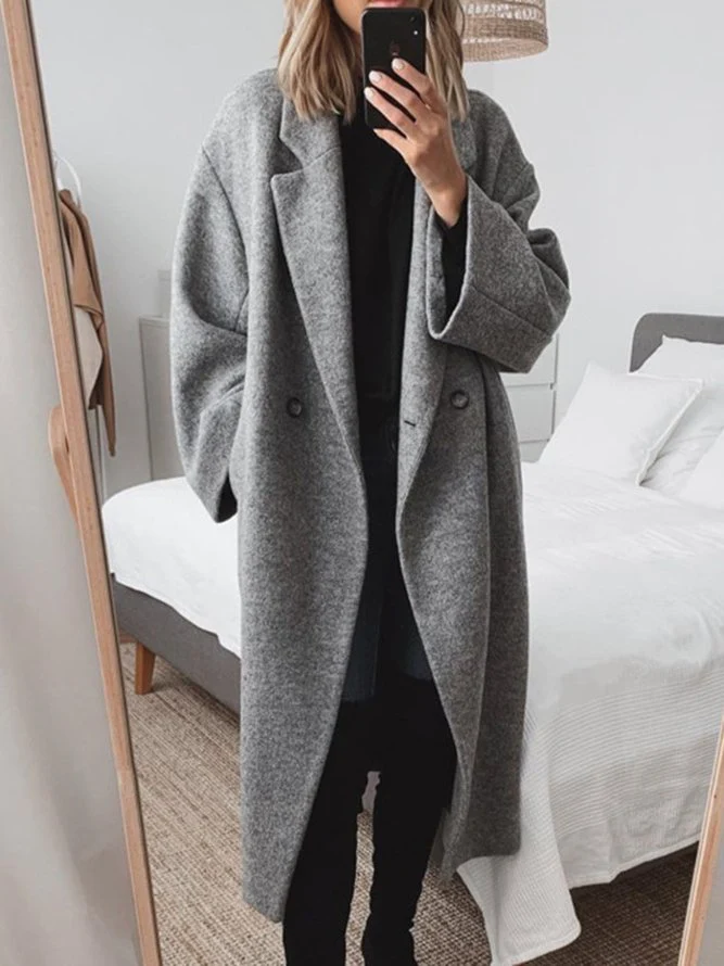 Oversized Bouclé Wool Coat with Relaxed Silhouette