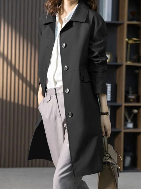 Classic Long Button Trench Coat