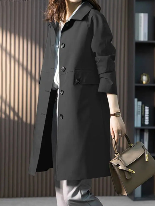 Classic Long Button Trench Coat