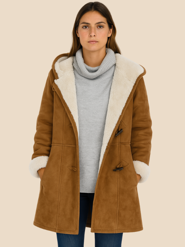 Faux Shearling Hooded Toggle Coat