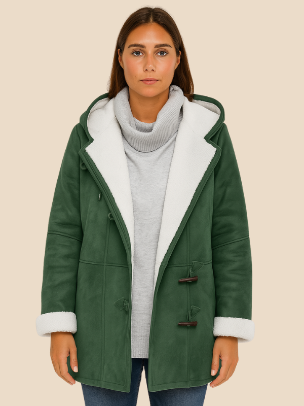 Faux Shearling Hooded Toggle Coat
