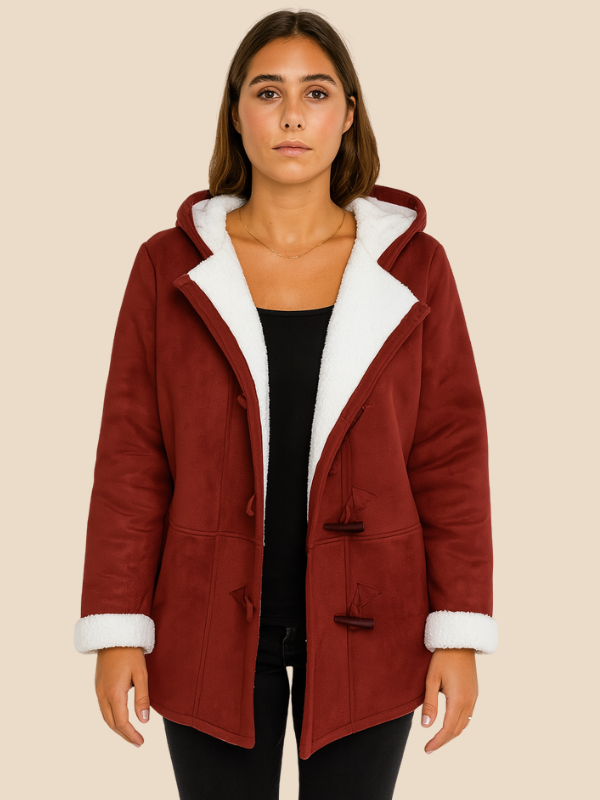 Faux Shearling Hooded Toggle Coat
