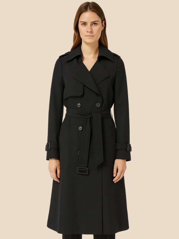 Classic Double-Breasted Belted Trench Coat