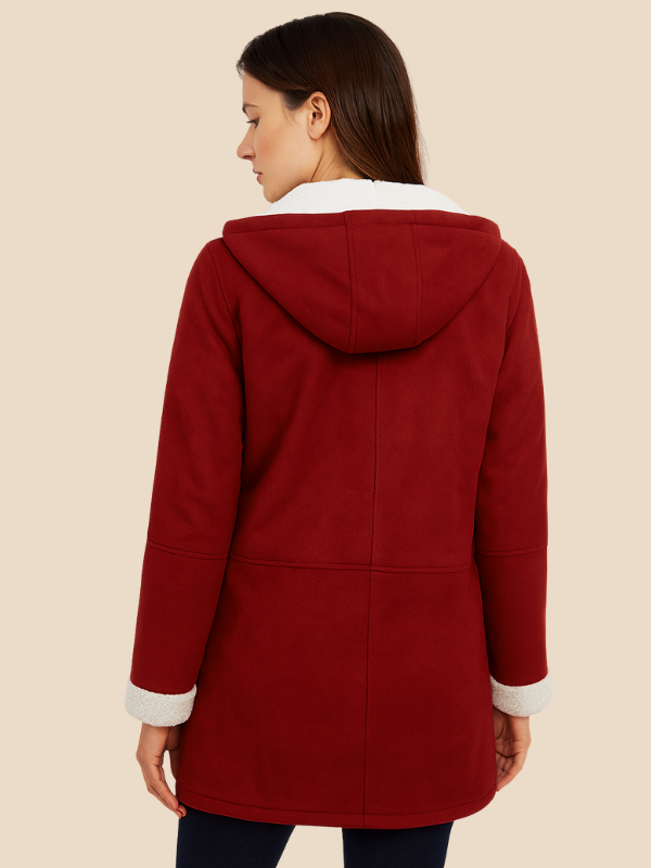 Faux Shearling Hooded Toggle Coat