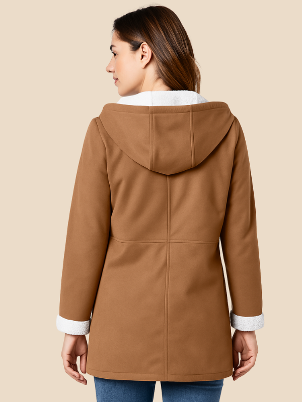 Faux Shearling Hooded Toggle Coat