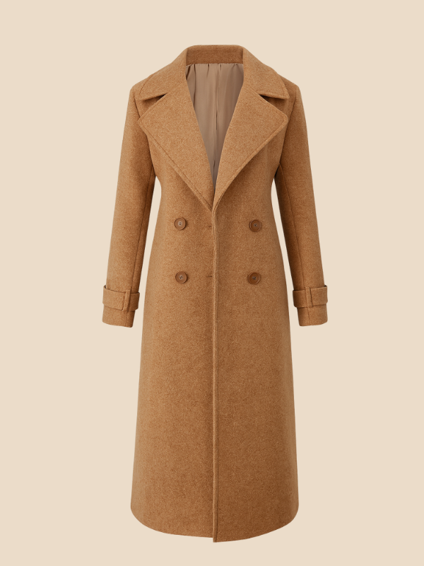 Double-Breasted Wool Blend Coat