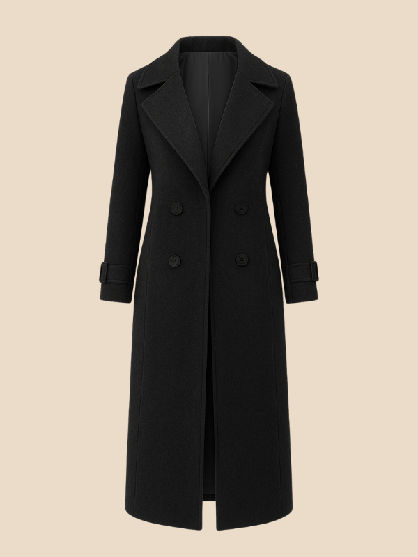 Double-Breasted Wool Blend Coat