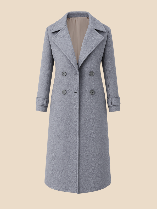 Double-Breasted Wool Blend Coat