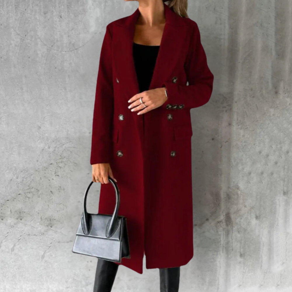 Double-Breasted Wool-Blend Coat for Women