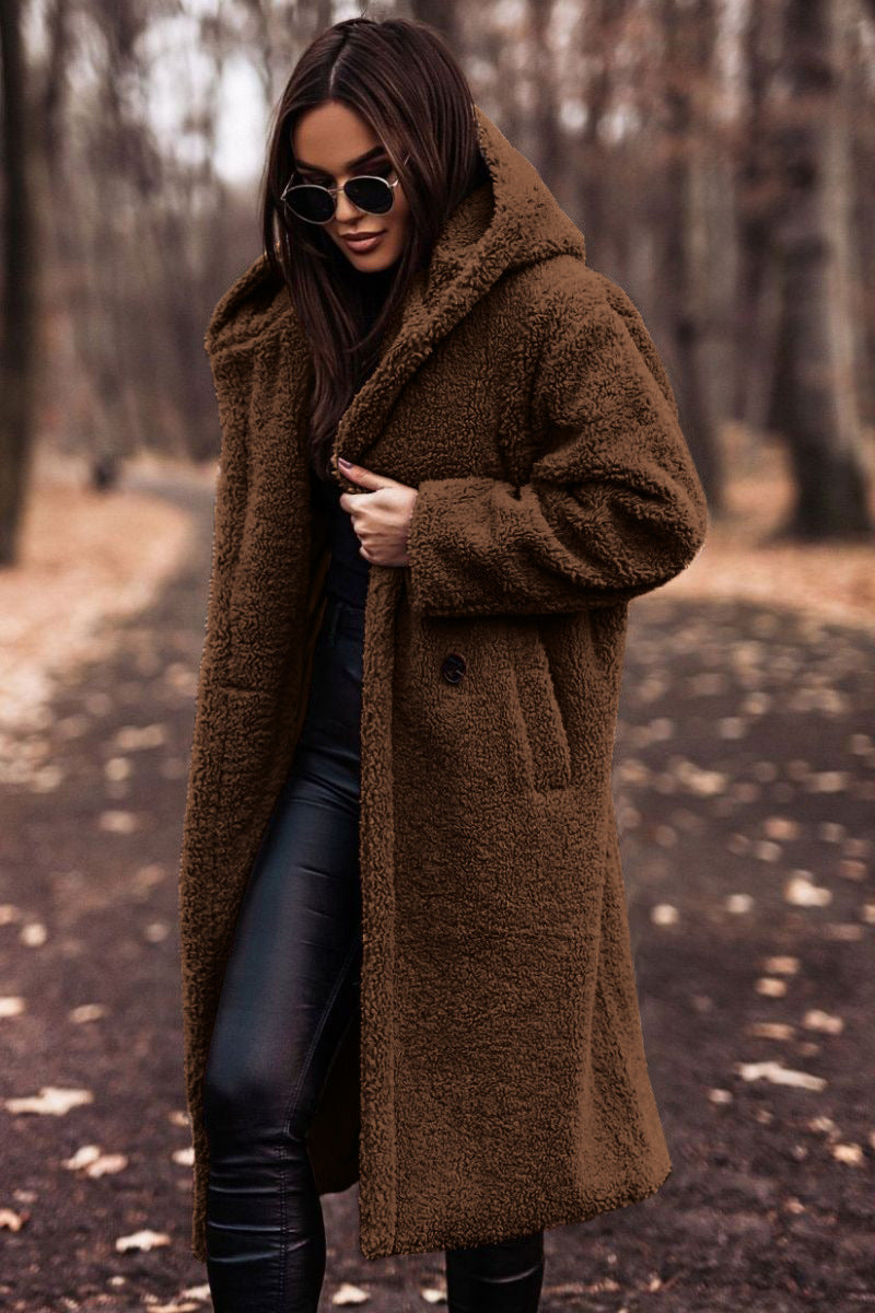 Long Hooded Teddy Coat