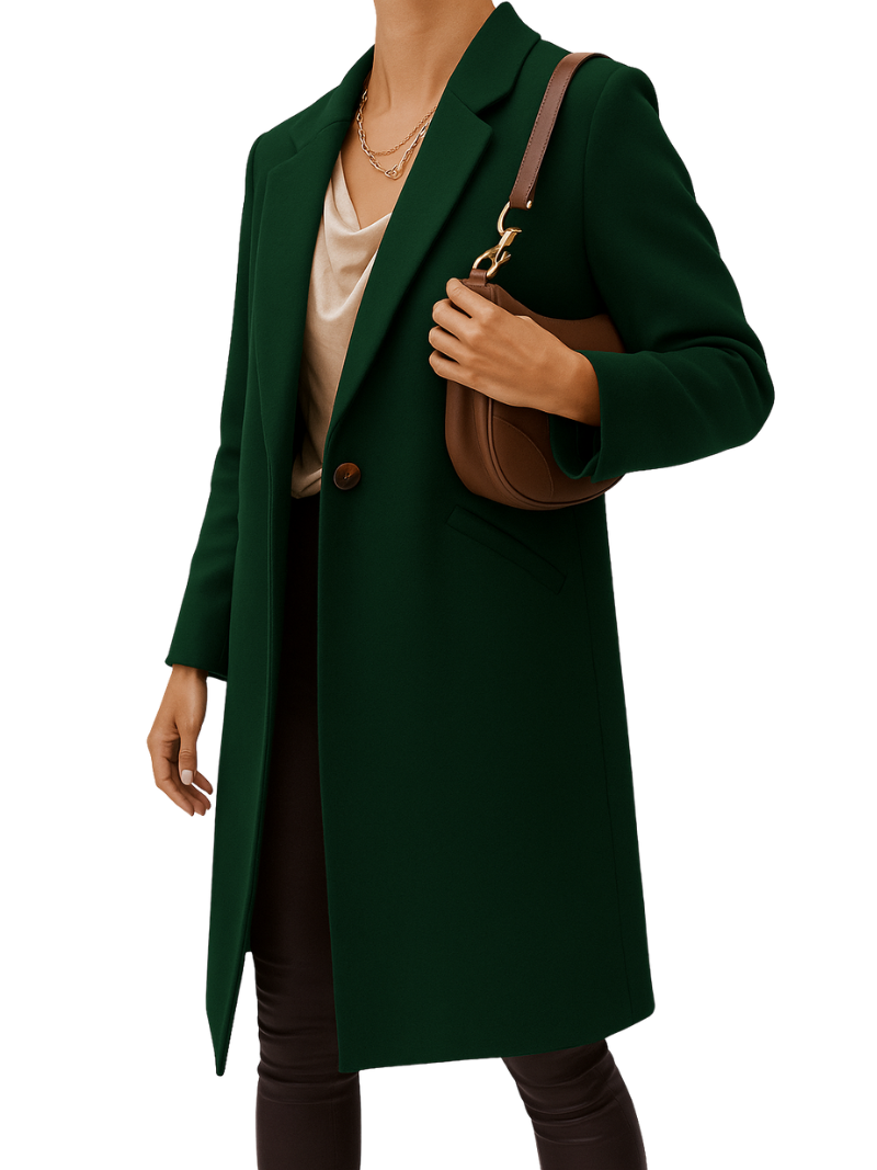 Single-Breasted Wool-Blend Coat with Tailored Fit