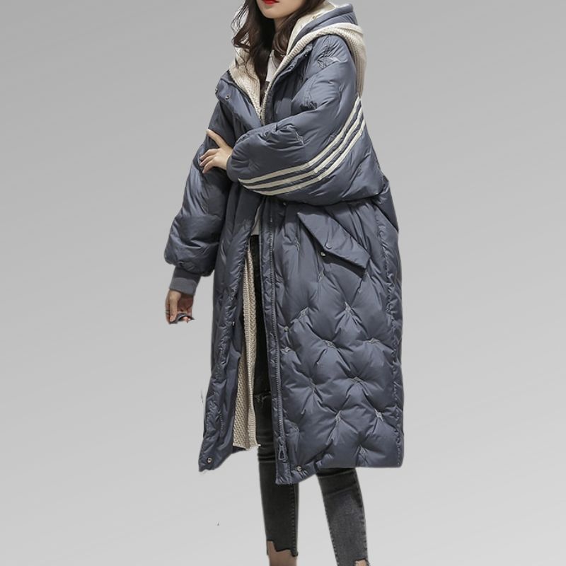 Women’s Long Hooded Puffer Coat – Warm Quilted Winter Parka
