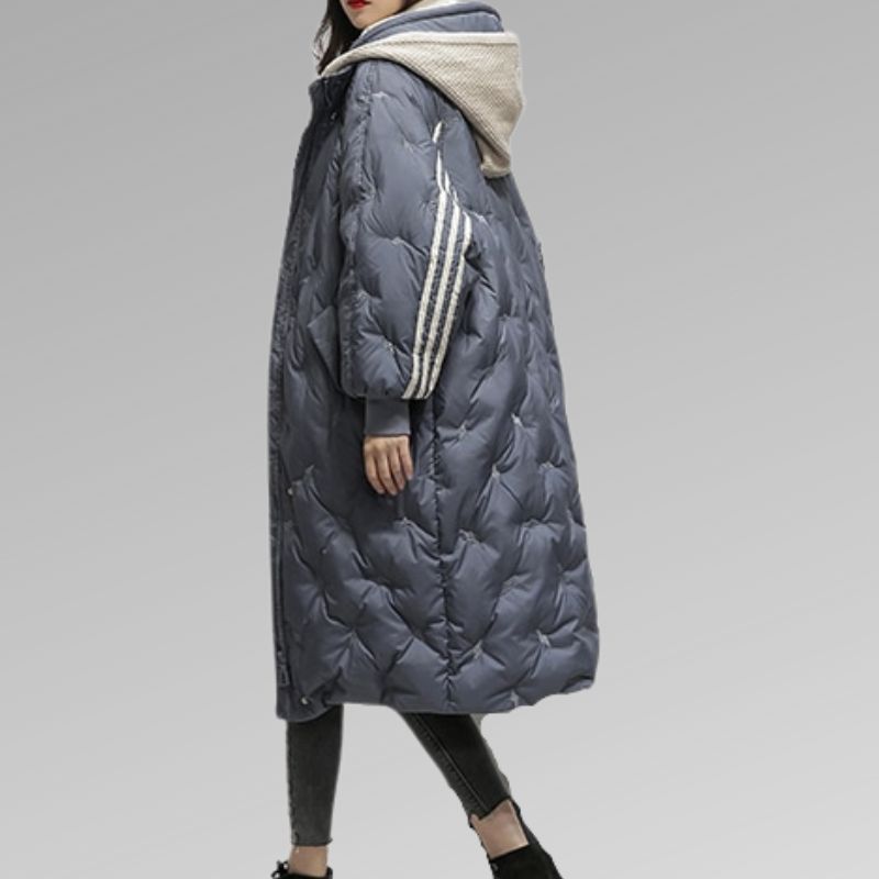 Women’s Long Hooded Puffer Coat – Warm Quilted Winter Parka