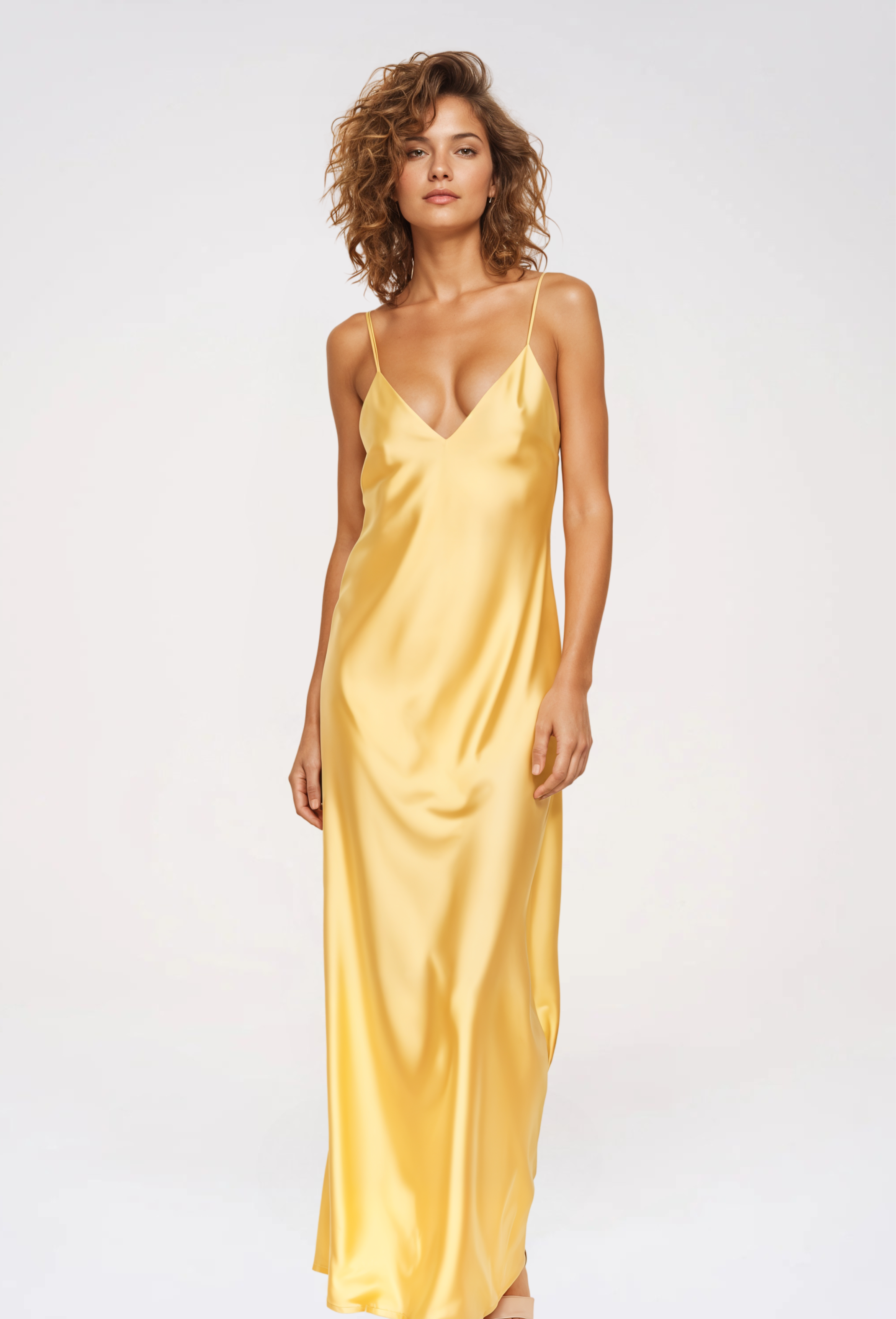 Satin Cowl Neck Slip Maxi Dress with Open Back
