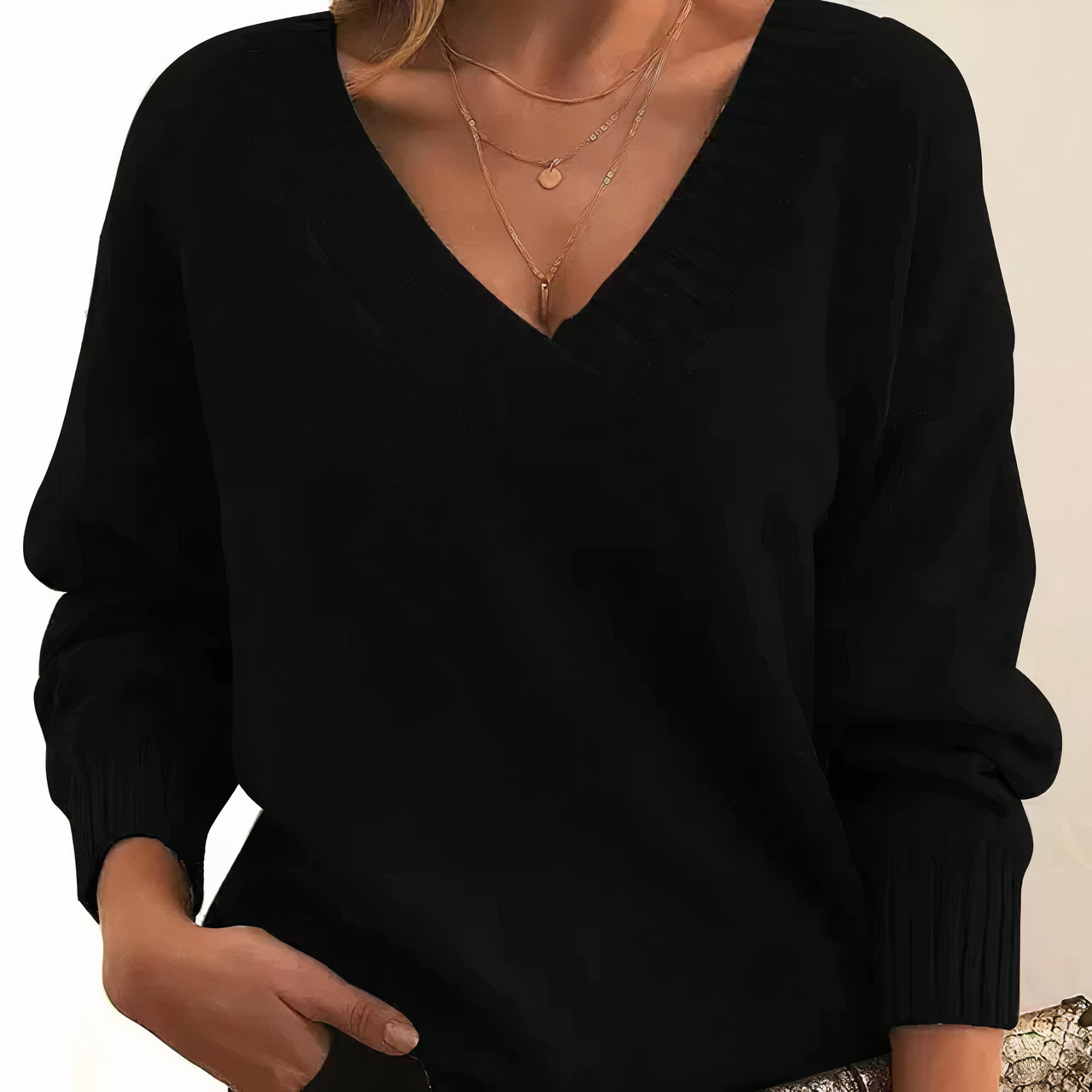 Classic V-Neck Knitted Sweater for Women
