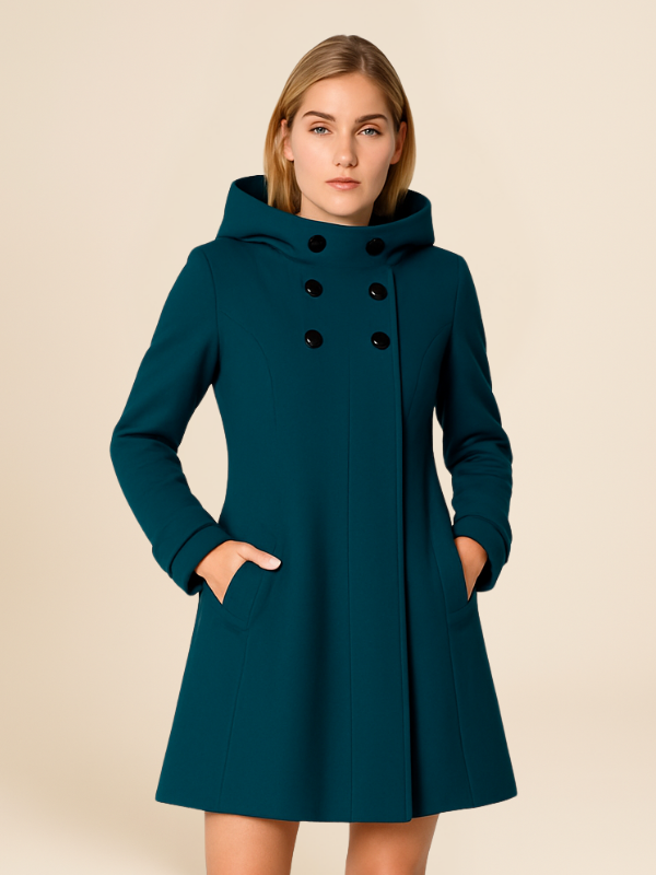 Fit-and-Flare Hooded Coat