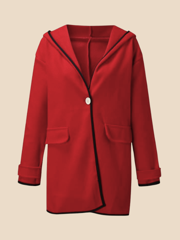 Women’s Hooded Wool Blend Cape Coat – Elegant Button Poncho Jacket