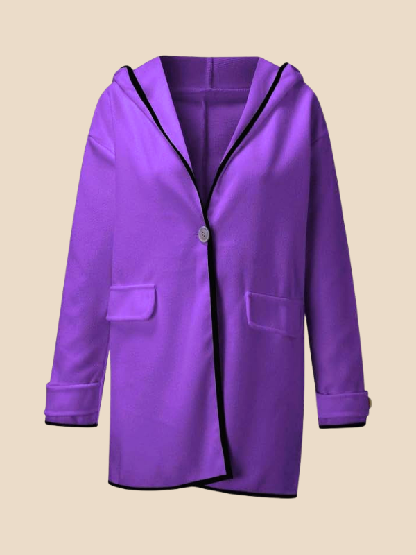 Women’s Hooded Wool Blend Cape Coat – Elegant Button Poncho Jacket