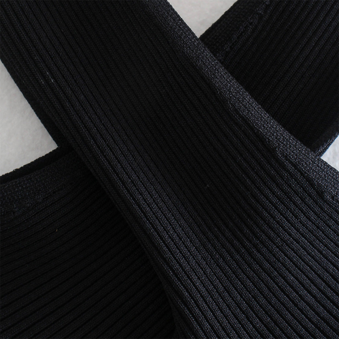 Chic Ribbed Cross Halter Neck Top for Women