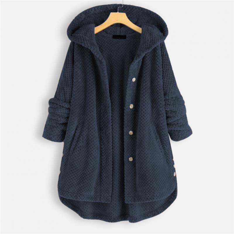 Button-Up Hooded Fleece Coat