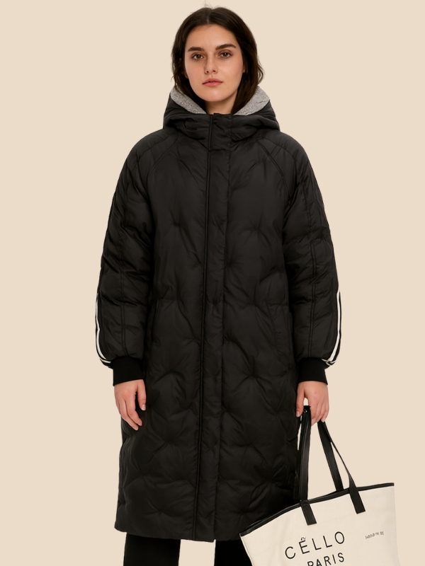 Women’s Long Hooded Puffer Coat – Warm Quilted Winter Parka
