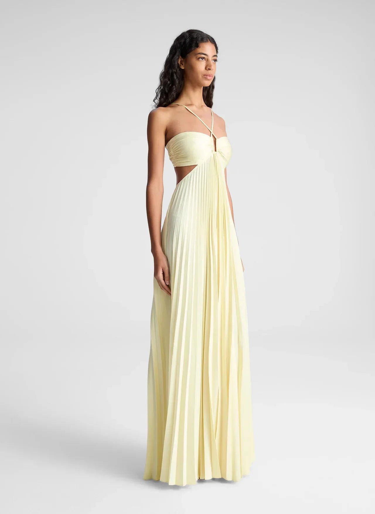 Halter Neck Cut-Out Maxi Dress with Flowing Skirt