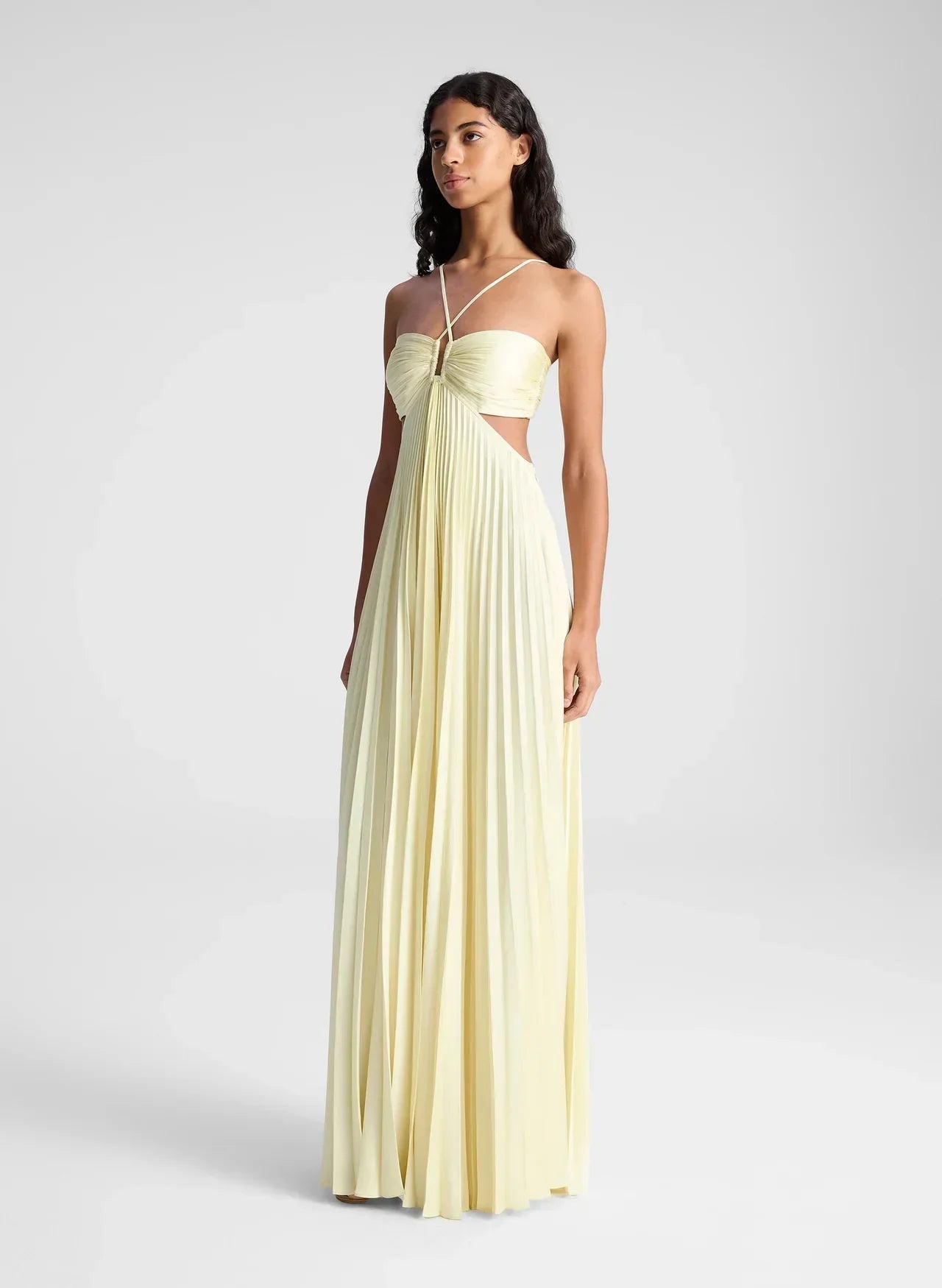 Halter Neck Cut-Out Maxi Dress with Flowing Skirt