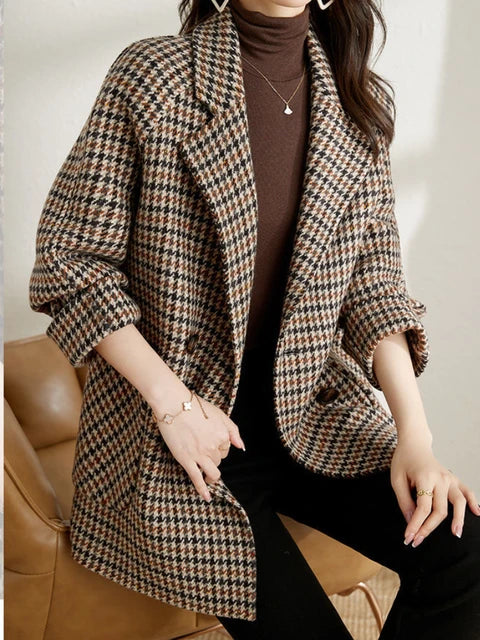 Checked Oversized Blazer Coat