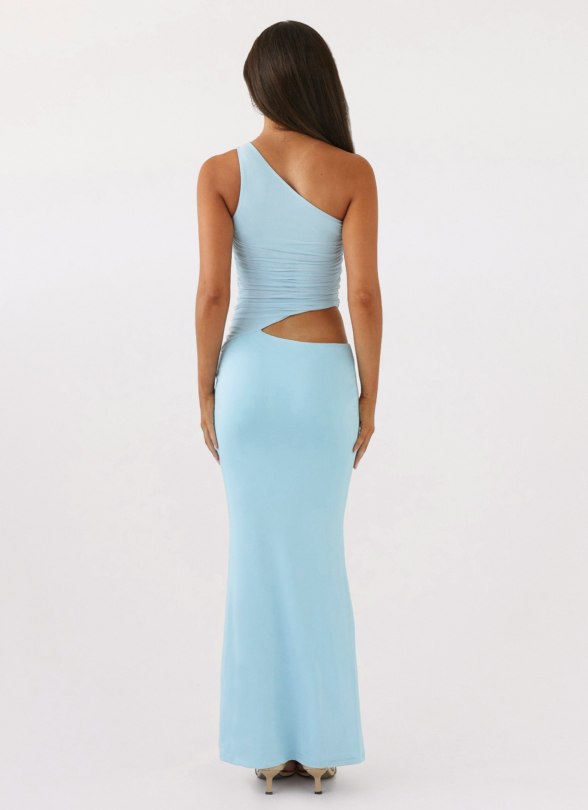 One-Shoulder Cut-Out Maxi Dress with Bodycon Fit