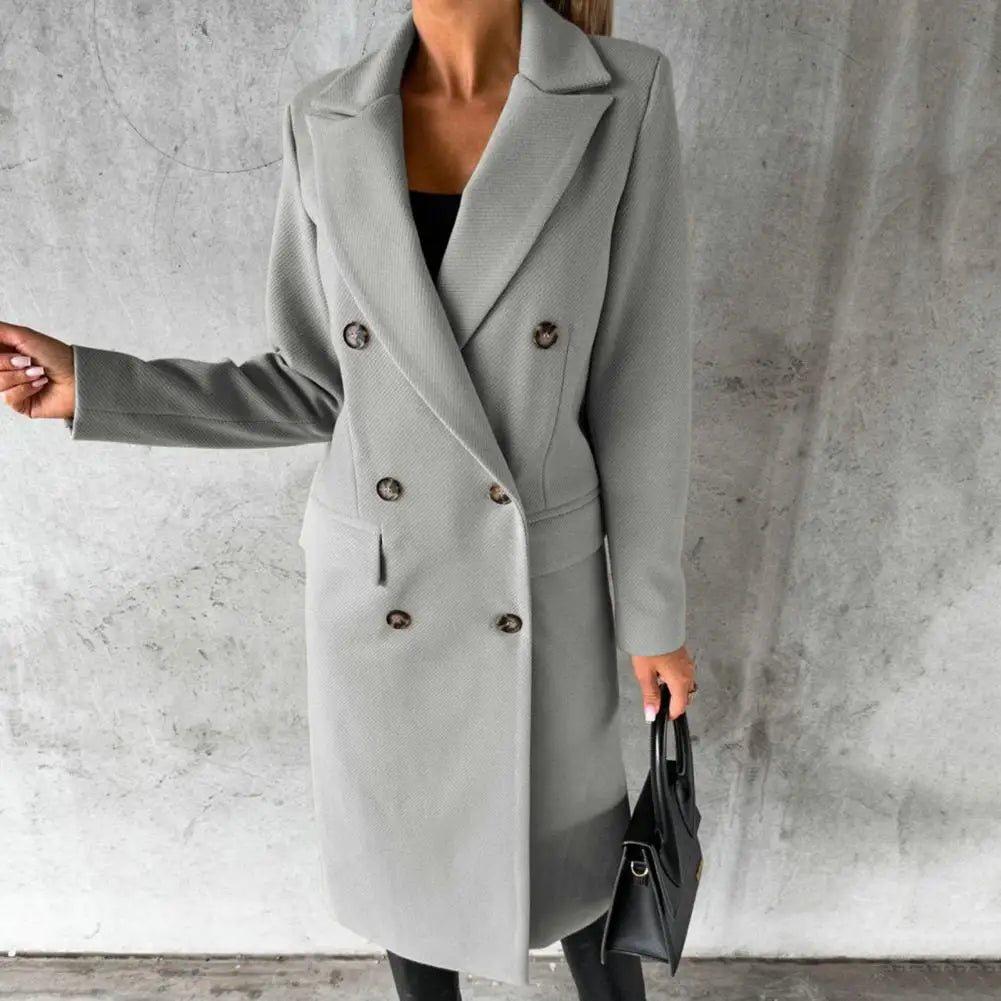 Double-Breasted Wool-Blend Coat with Tailored Fit