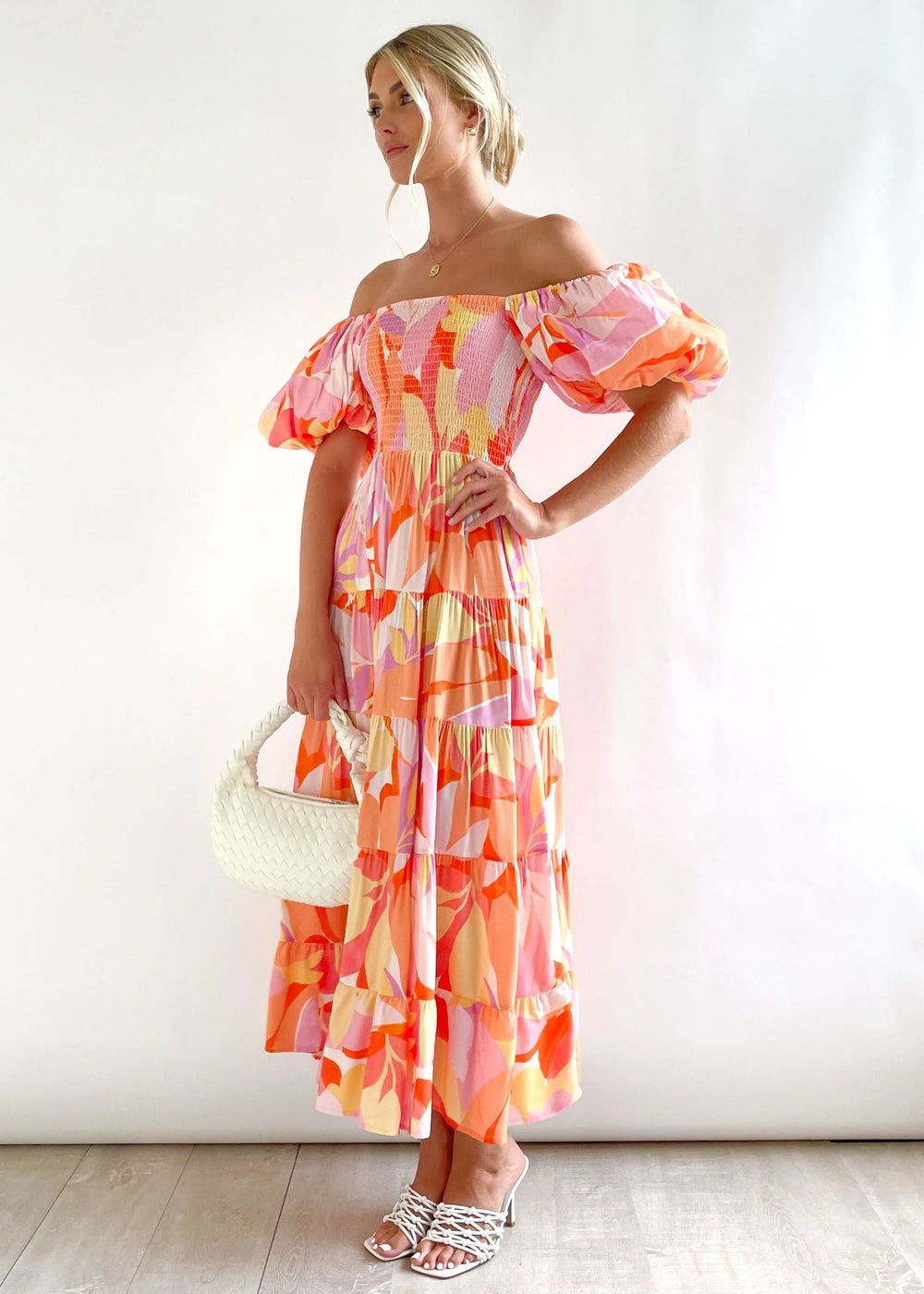 Off-Shoulder Floral Midi Dress for Women