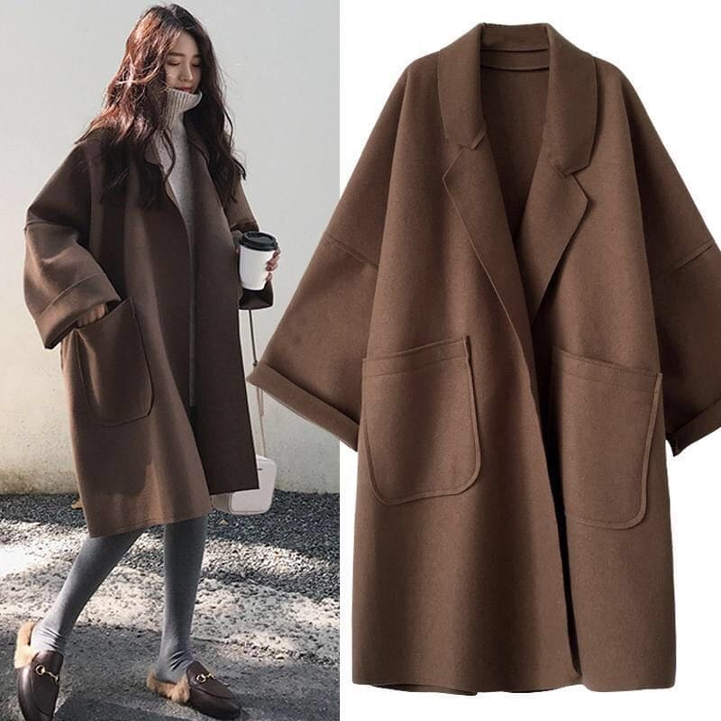 Oversized Cocoon Wool Coat with Drop Shoulders