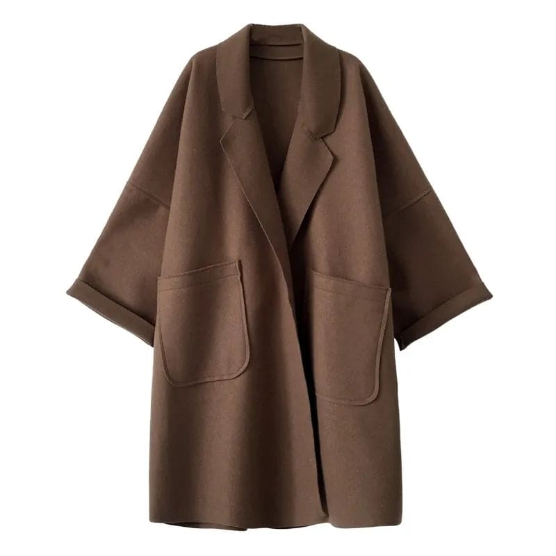Oversized Cocoon Wool Coat with Drop Shoulders
