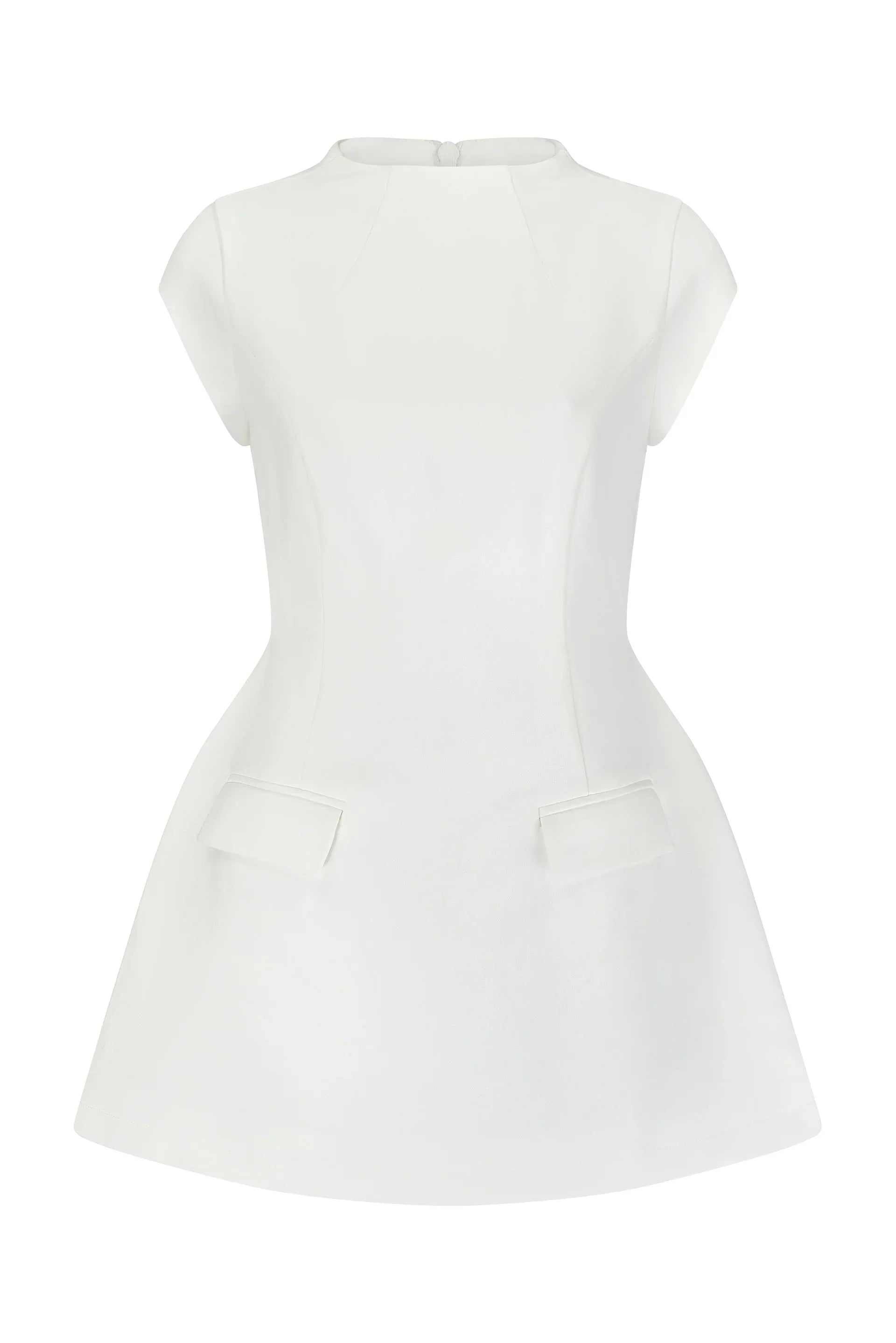 Structured High Neck Mini Dress with Cap Sleeves