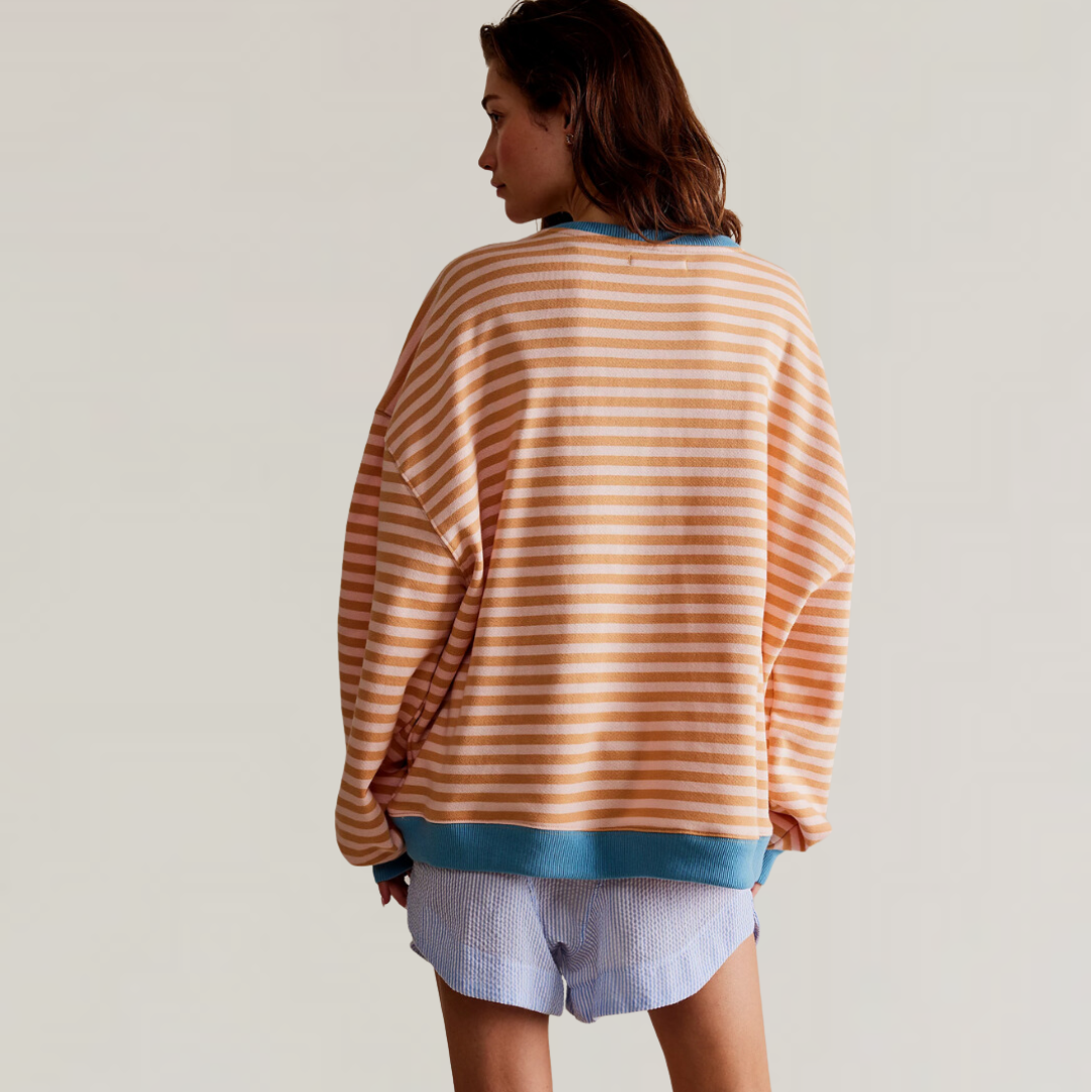Oversized Striped Long Sleeve Tee for Women