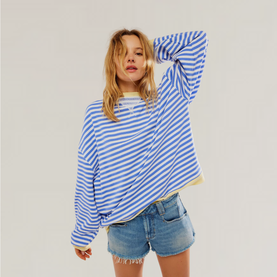 Oversized Striped Long Sleeve Shirt for Women