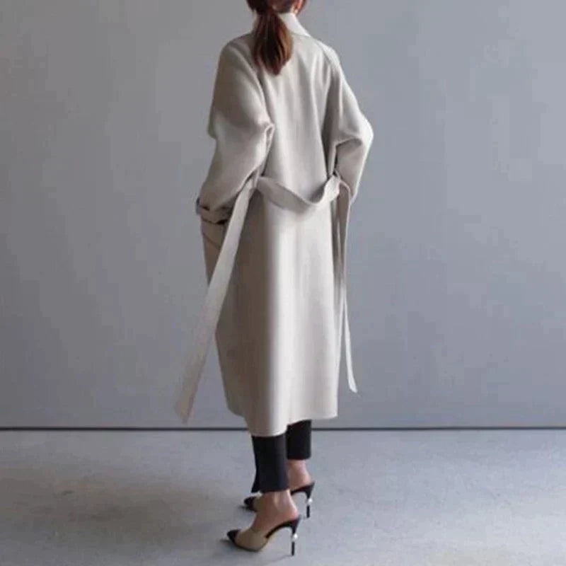 Oversized Wool Belted Coat for Women