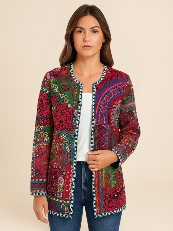 Bohemian Patchwork Print Jacket