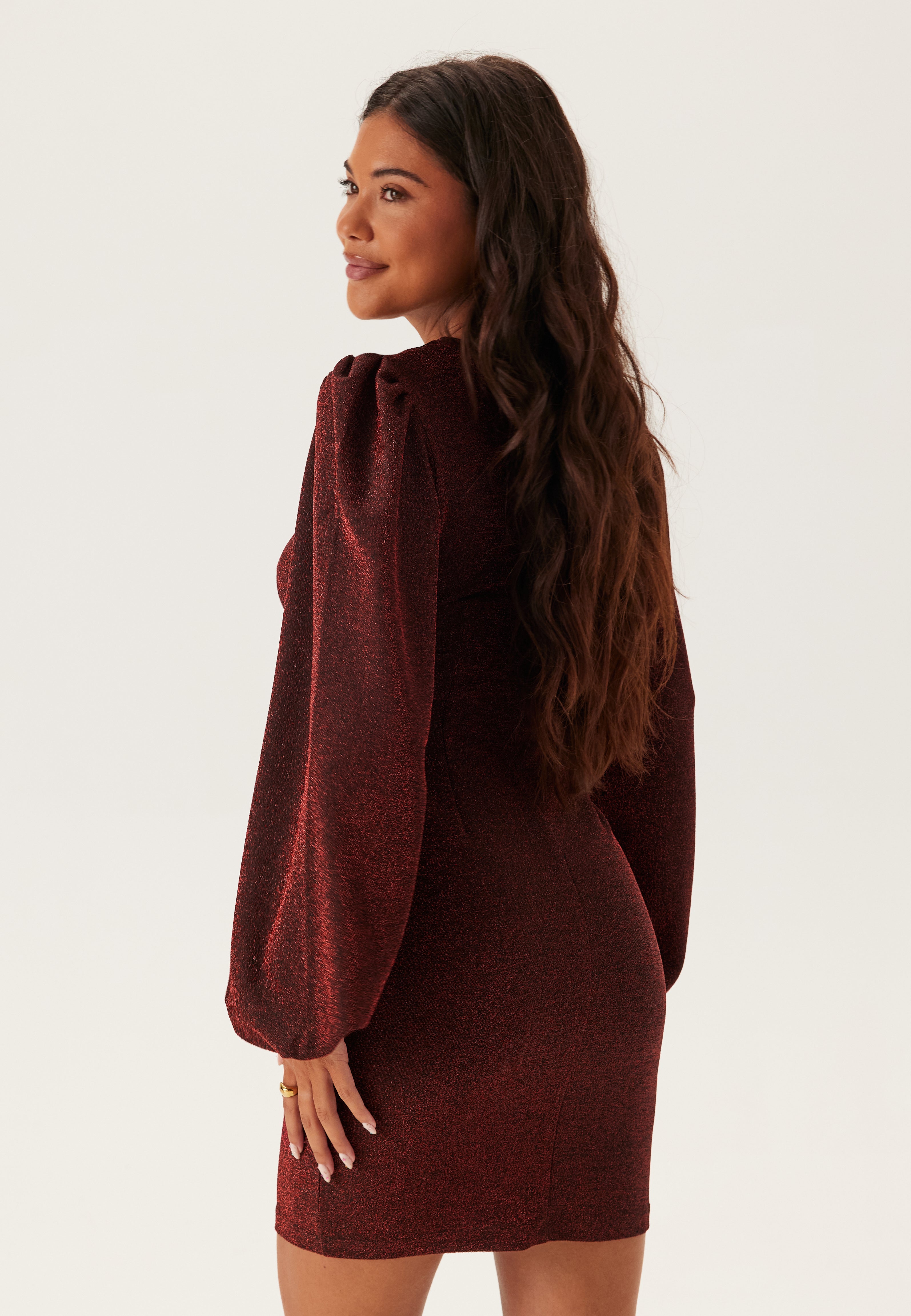 Long Sleeve Shimmer Bodycon Mini Dress