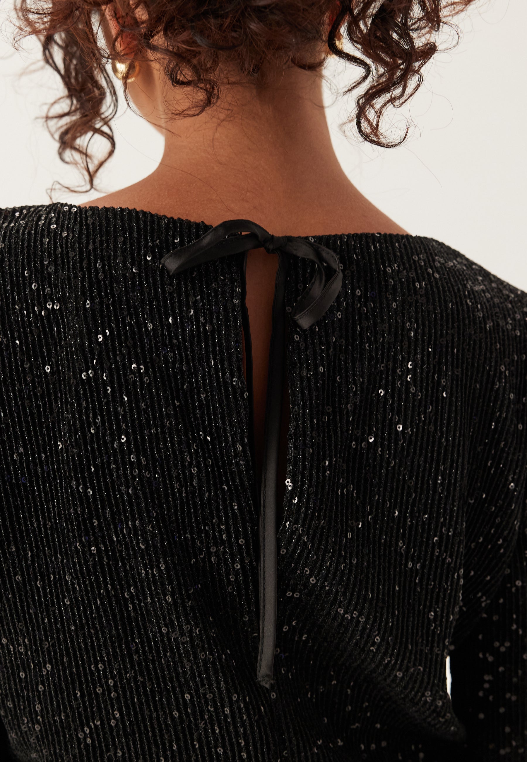 Black Sequin Long Sleeve Mini Dress