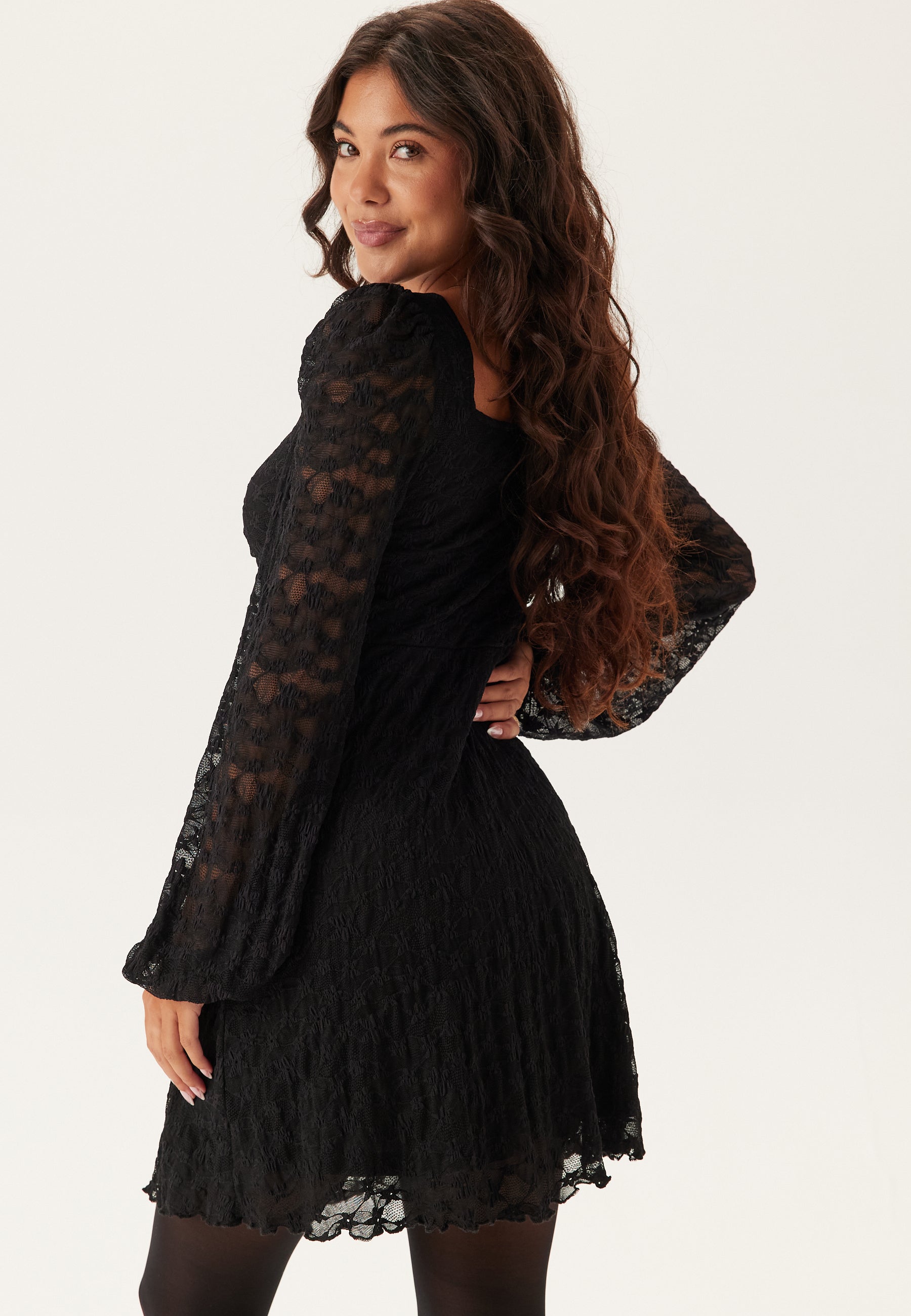 Elegant Black Lace Mini Dress