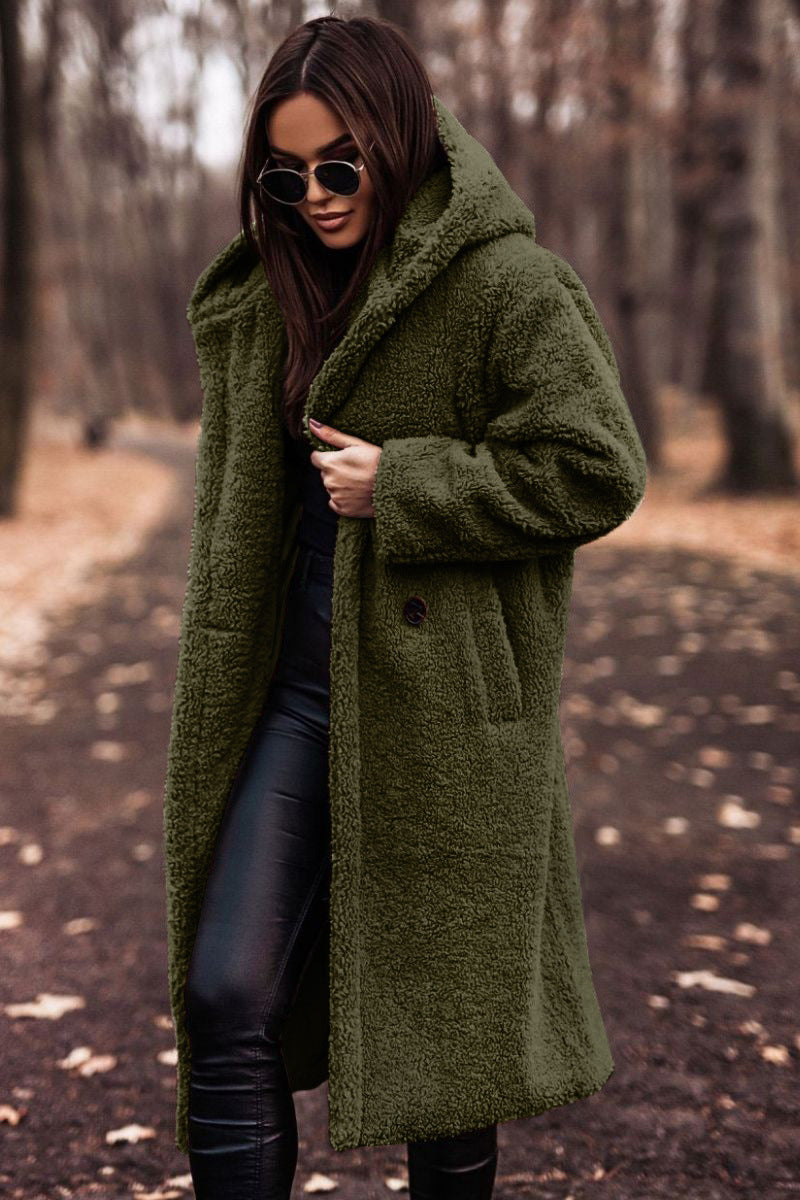 Long Hooded Teddy Coat