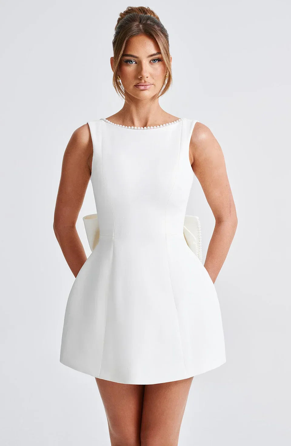 Backless Mini Dress with Oversized Bow Detail