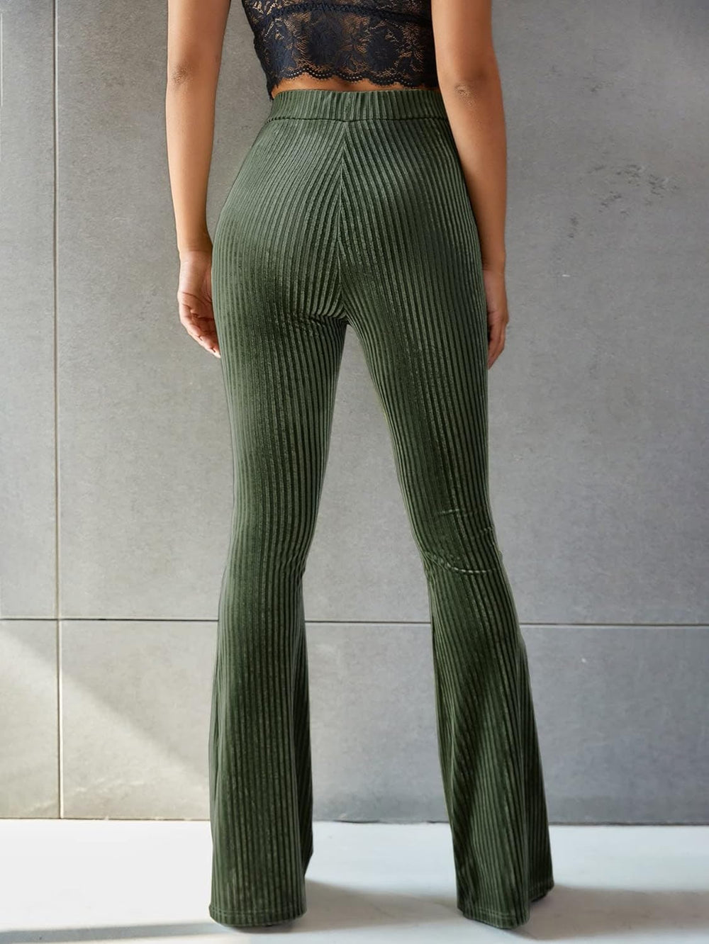 Velvet High-Waist Flared Pants for Women