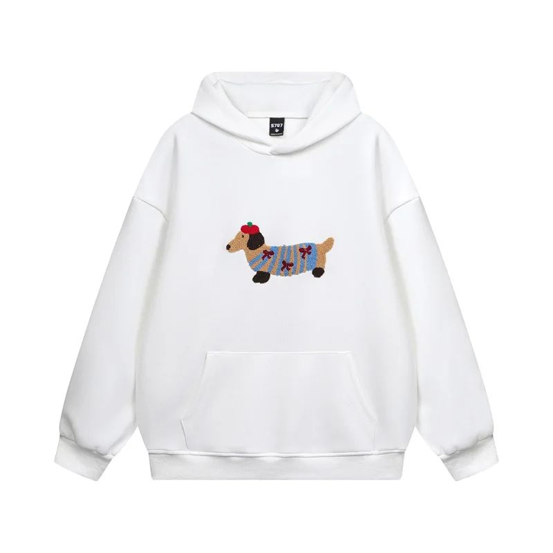 Playful Embroidered Dachshund Hoodie